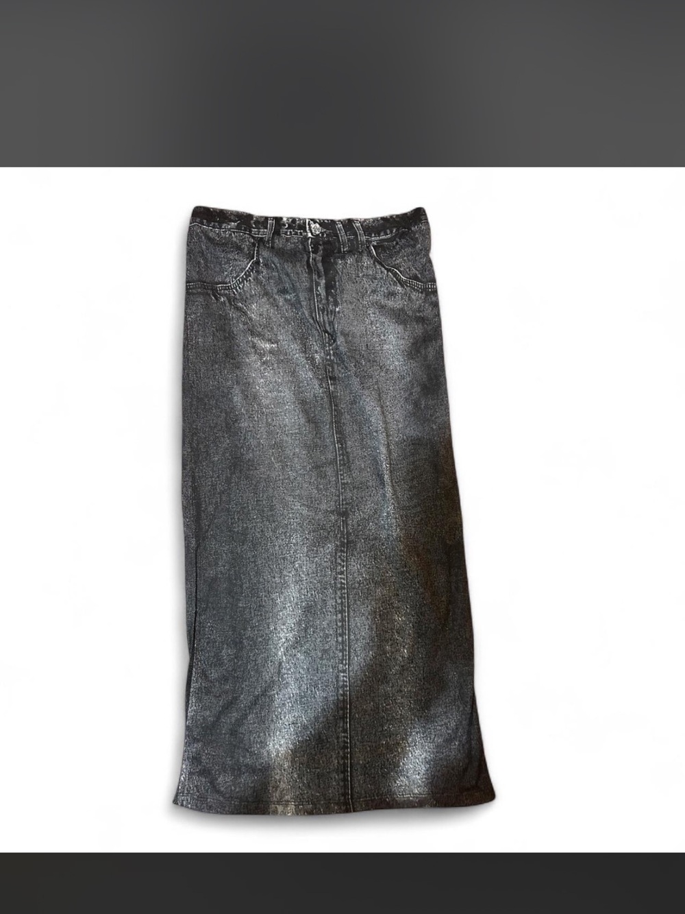 Dolls Kill Metallic Black Midi Denim Skirt